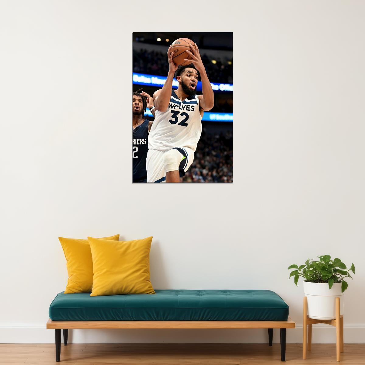 Minnesota Timberwolves Karl Anthony Towns Basketball Poster Wall Art Print Home Wall Decor - xonomax