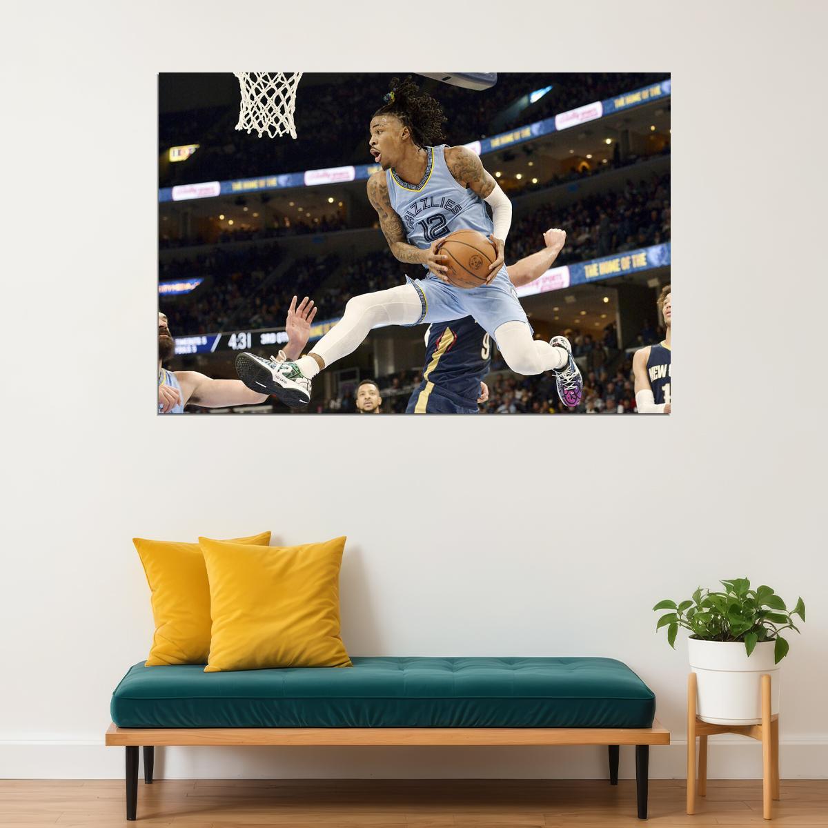 Athlete Ja Morant 12 Memphis Grizzlies Basketball Team Poster Wall Art Print Home Wall Decor - xonomax