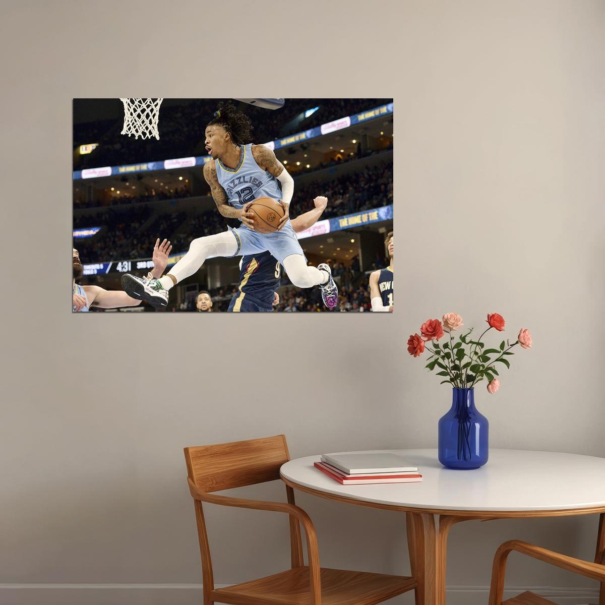 Athlete Ja Morant 12 Memphis Grizzlies Basketball Team Poster Wall Art Print Home Wall Decor - xonomax