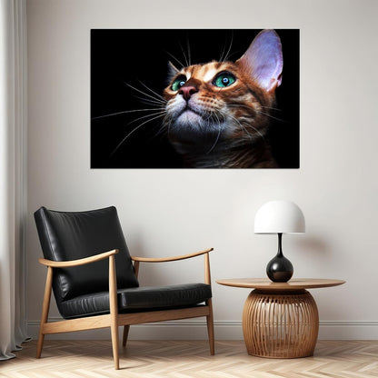 Cat Eyes Green-eyed Cat Looking Forward Animal Poster Wall Art Print Home Wall Decor - xonomax