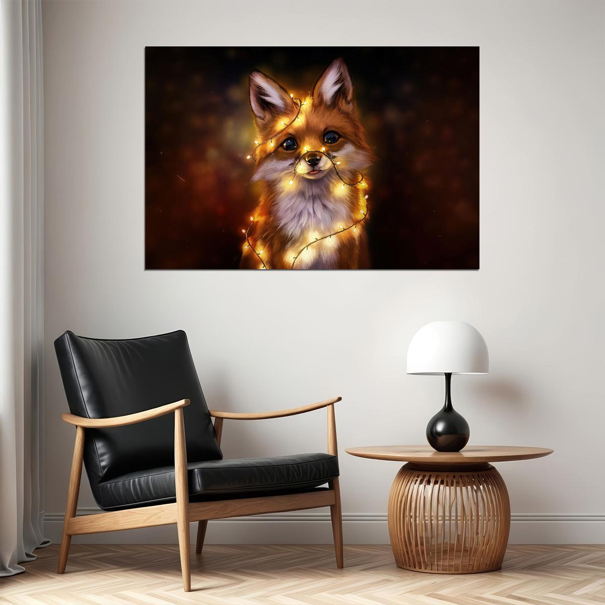 Cute Fox Wild Animals Oil Painting Design Poster Wall Art Print Home Wall Decor - xonomax