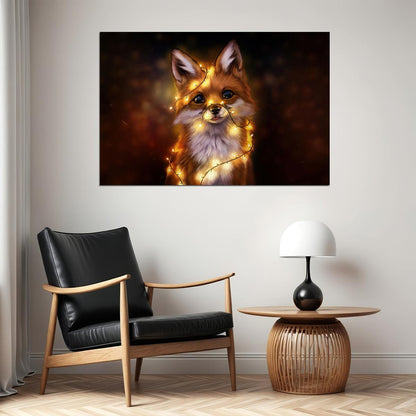 Cute Fox Wild Animals Oil Painting Design Poster Wall Art Print Home Wall Decor - xonomax