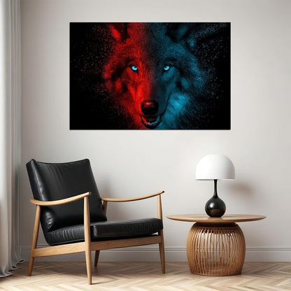 Angry Wolf Animals Red Blue Picture Poster Wall Art Print Home Wall Decor - xonomax
