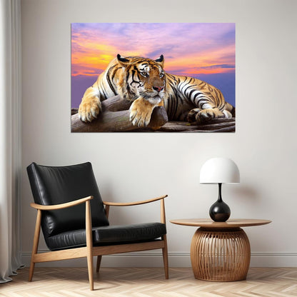 Tiger Sitting On Tree Branch Animals Nature Life Poster Wall Art Print Home Wall Decor - xonomax
