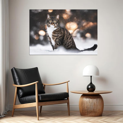 Cat In Snow Cute Animals Nature Life Poster Wall Art Print Home Wall Decor - xonomax