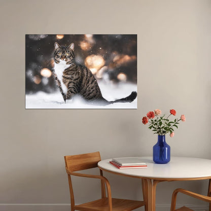 Cat In Snow Cute Animals Nature Life Poster Wall Art Print Home Wall Decor - xonomax