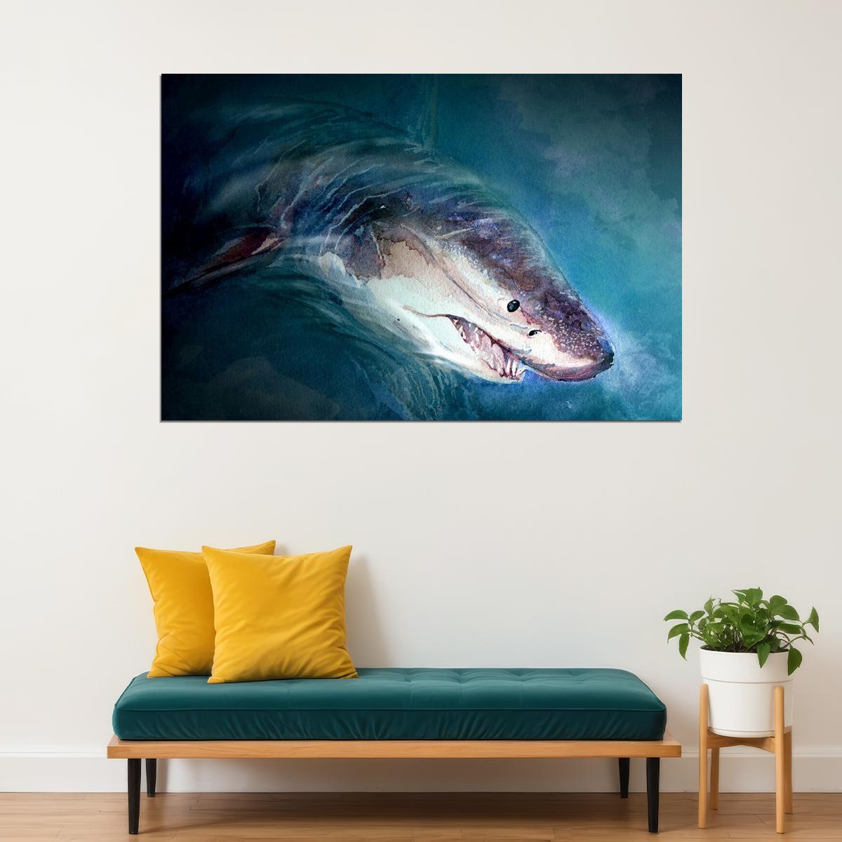 Shark Artistic Drawings Picture Chart Animals Gift Poster Wall Art Print Home Wall Decor - xonomax