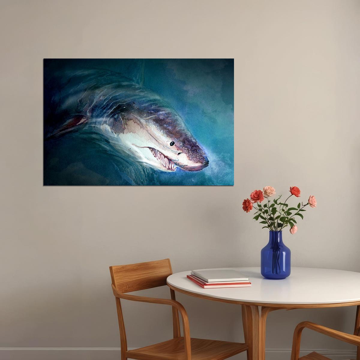 Shark Artistic Drawings Picture Chart Animals Gift Poster Wall Art Print Home Wall Decor - xonomax