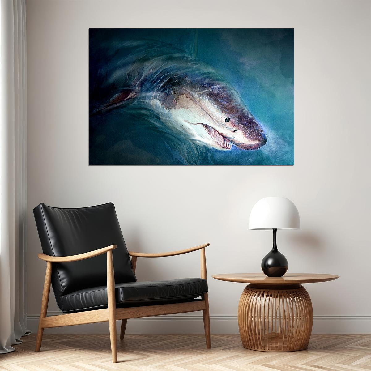 Shark Artistic Drawings Picture Chart Animals Gift Poster Wall Art Print Home Wall Decor - xonomax