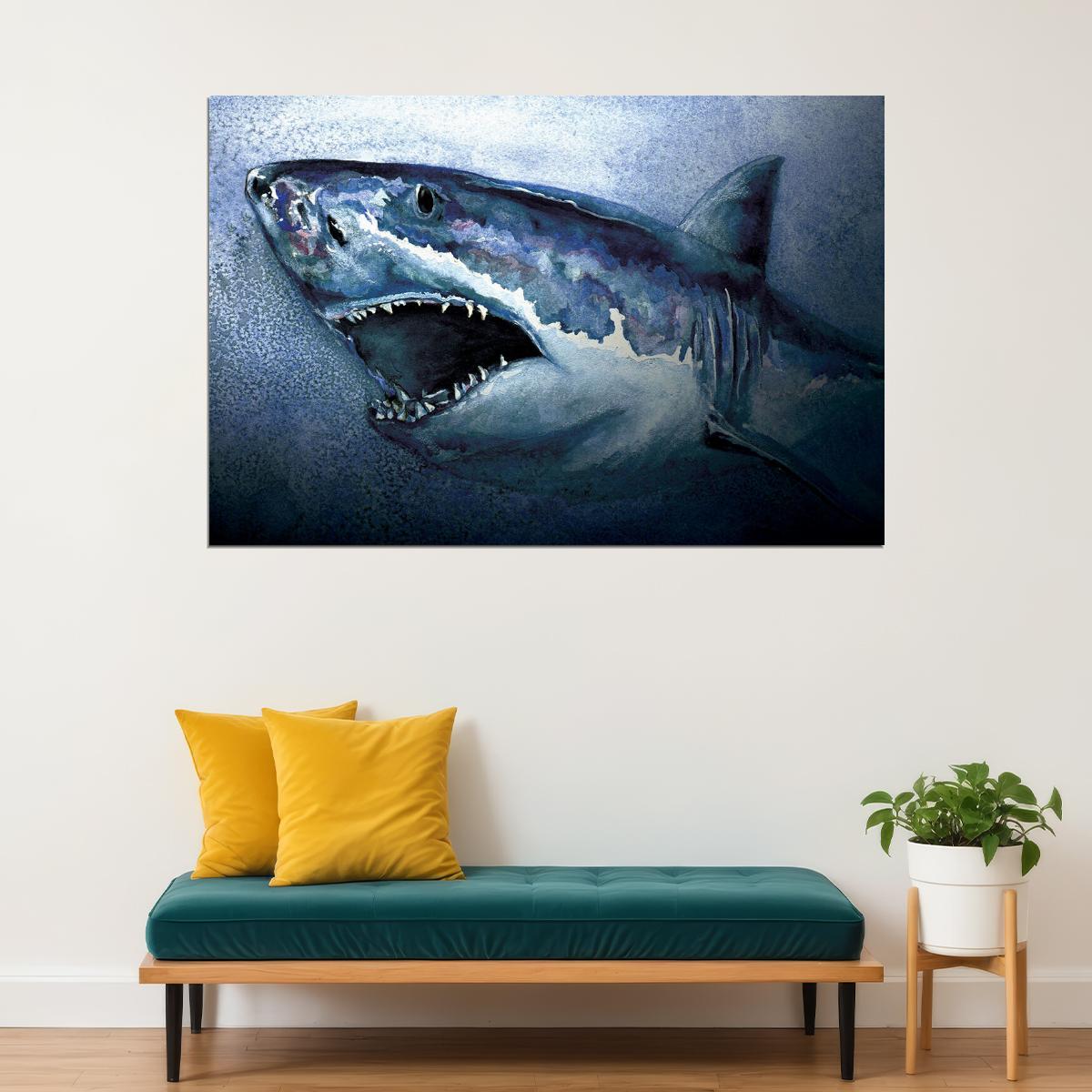 Shark Artistic Drawings Picture Chart Animals Art Poster Wall Art Print Home Wall Decor - xonomax