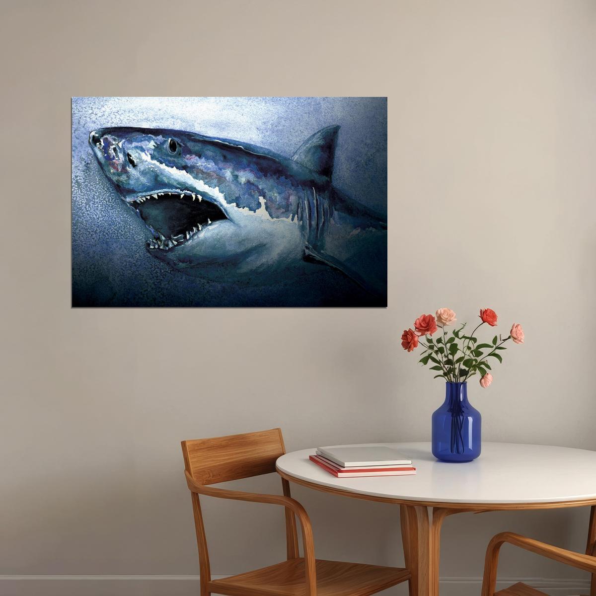 Shark Artistic Drawings Picture Chart Animals Art Poster Wall Art Print Home Wall Decor - xonomax