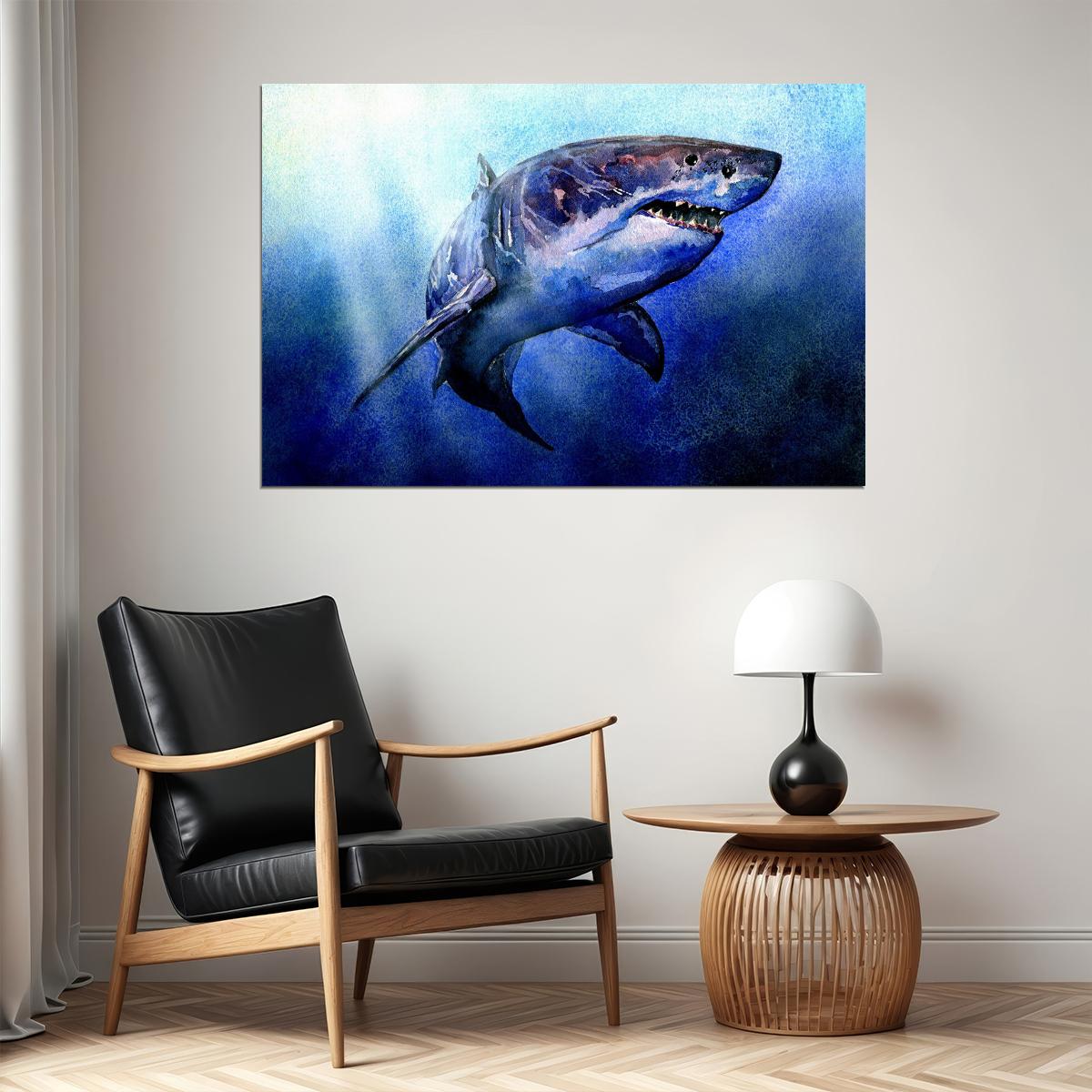 Shark Artistic Drawings Picture Chart Animals Poster Wall Art Print Home Wall Decor - xonomax