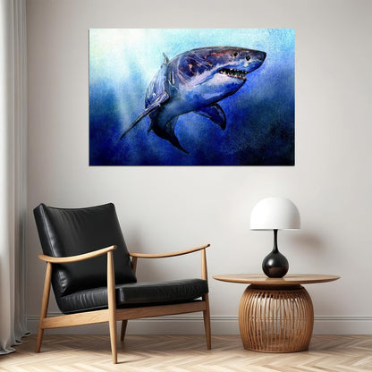Shark Artistic Drawings Picture Chart Animals Poster Wall Art Print Home Wall Decor - xonomax
