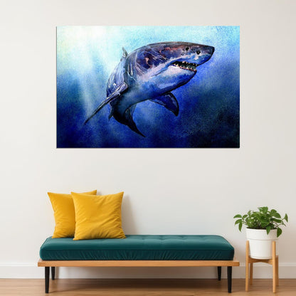 Shark Artistic Drawings Picture Chart Animals Poster Wall Art Print Home Wall Decor - xonomax