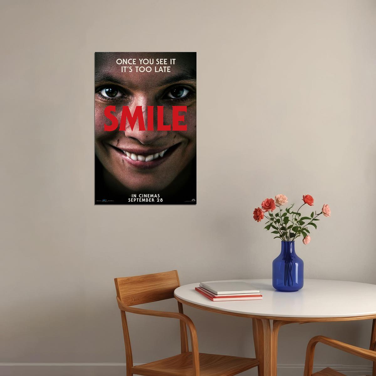 Smile American Psychological Horror Movie Finn Bacon 2022 Poster Wall Art Print Home Wall Decor - xonomax