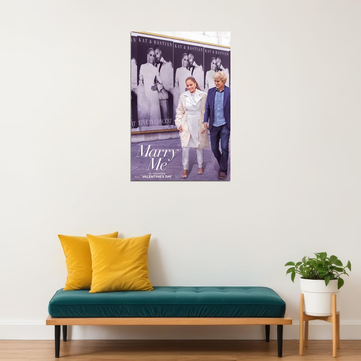 Marry Me Romantic Comedy Drama Movie Lopez Wilson Coiro 2022 Poster Wall Art Print Home Wall Decor - xonomax