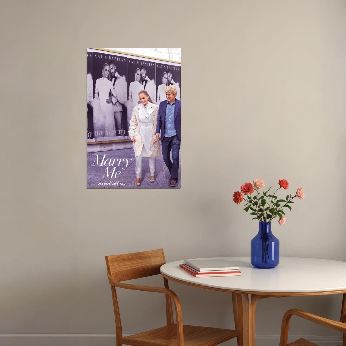 Marry Me Romantic Comedy Drama Movie Lopez Wilson Coiro 2022 Poster Wall Art Print Home Wall Decor - xonomax