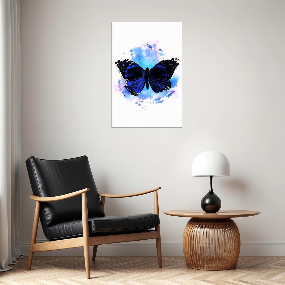 Skull Butterflies Flowered Skull Watercolor Poster Wall Art Print Home Wall Decor - xonomax
