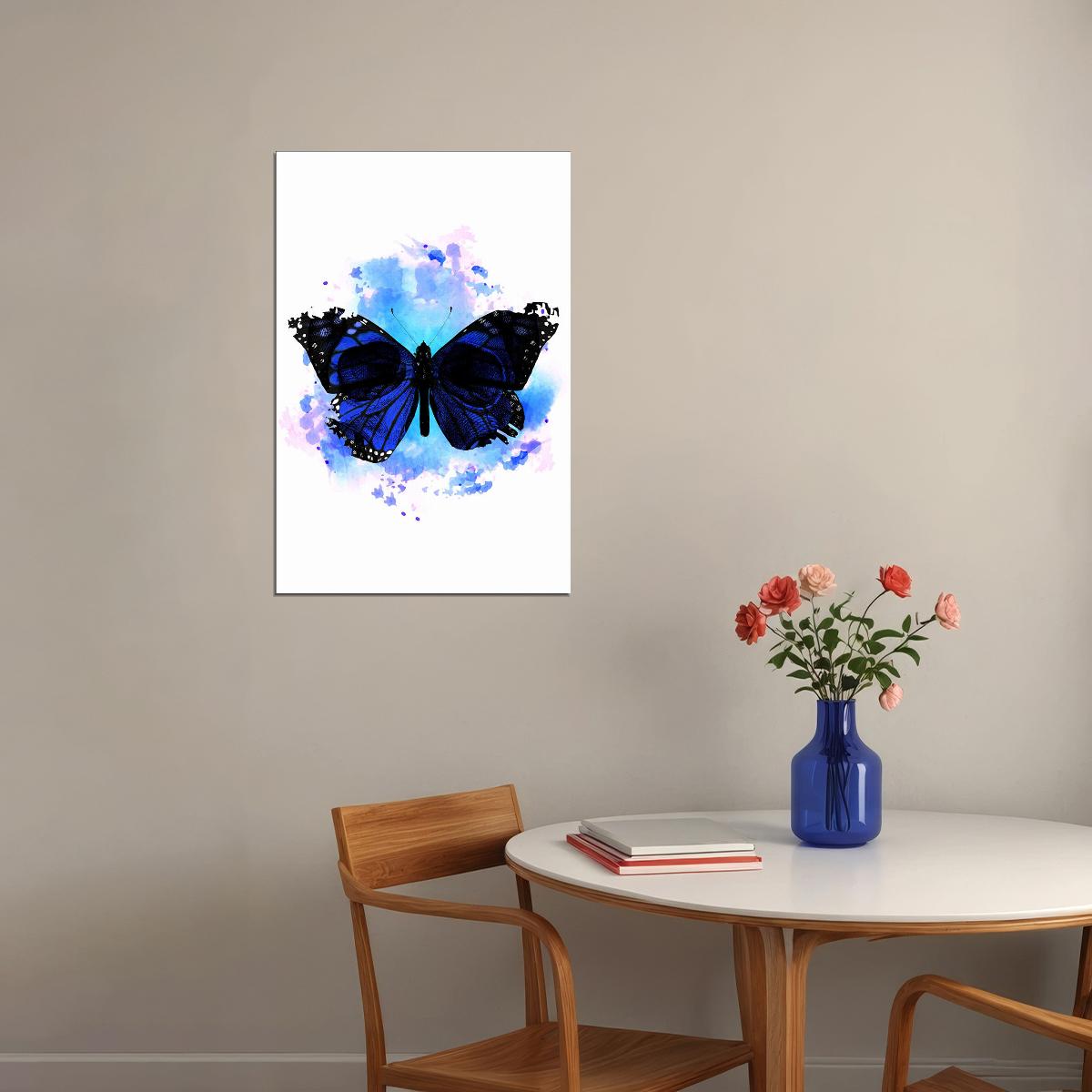 Skull Butterflies Flowered Skull Watercolor Poster Wall Art Print Home Wall Decor - xonomax