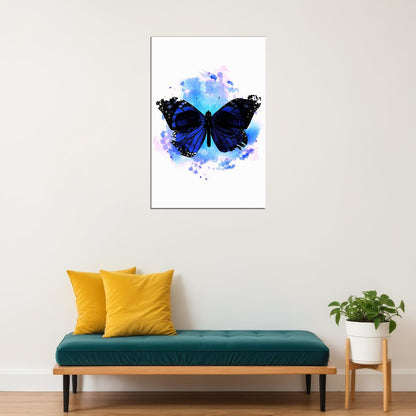 Skull Butterflies Flowered Skull Watercolor Poster Wall Art Print Home Wall Decor - xonomax