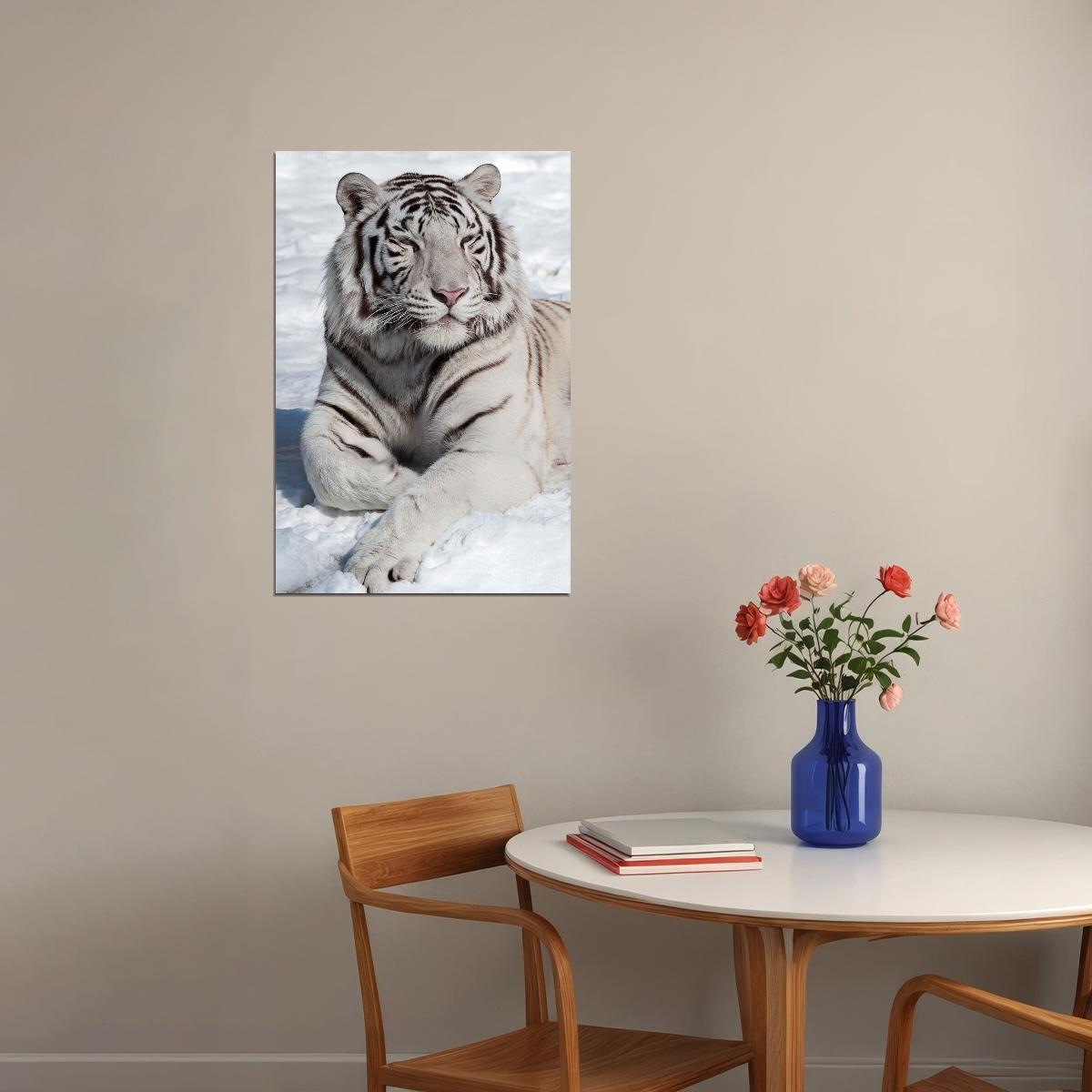 Tiger Sitting On The Snows Poster Wall Art Print Home Wall Decor - xonomax