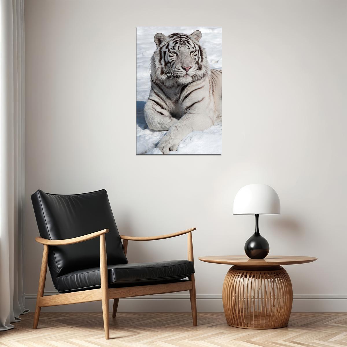 Tiger Sitting On The Snows Poster Wall Art Print Home Wall Decor - xonomax