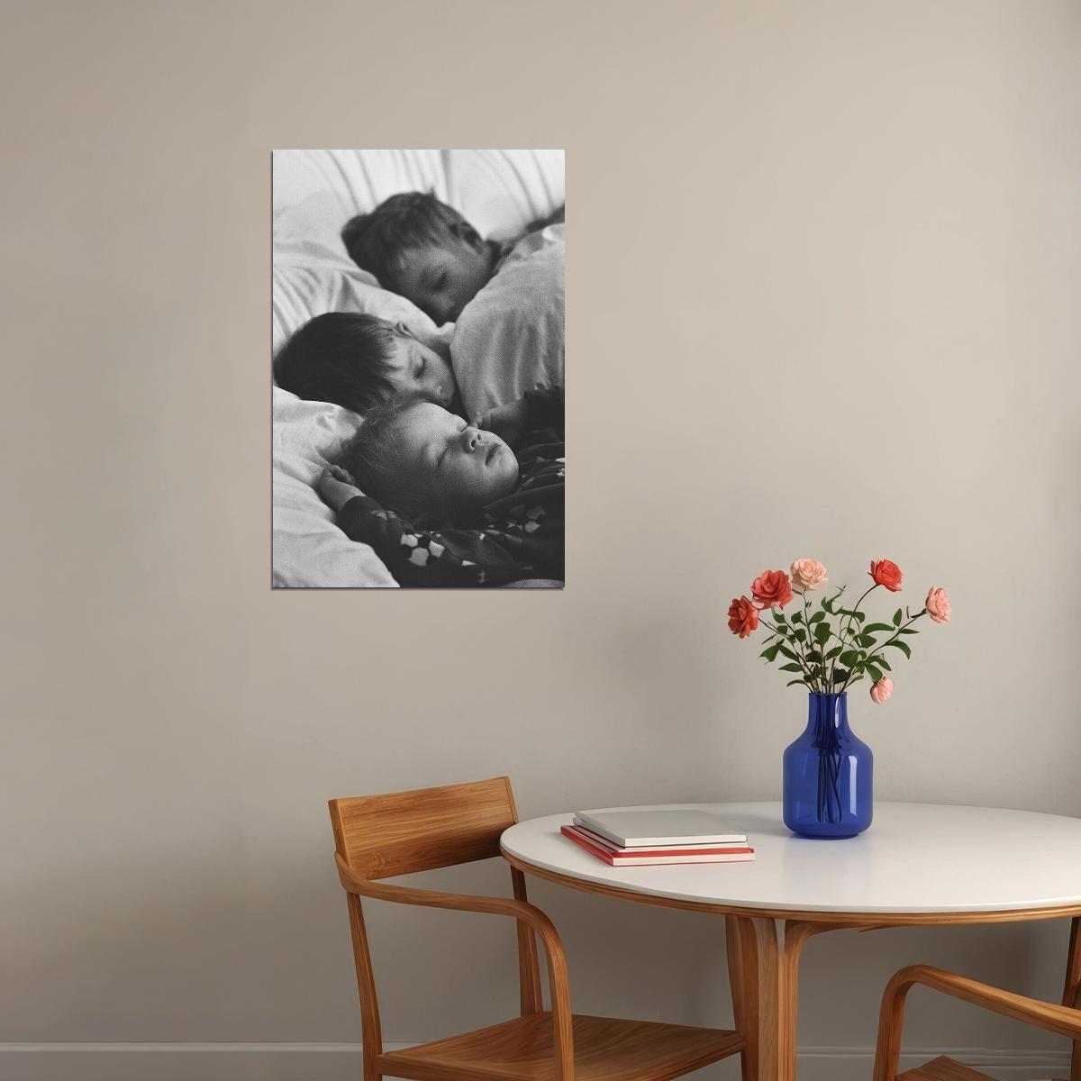 Little Children Sleeping Black And White Photo Poster Wall Art Print Home Wall Decor - xonomax