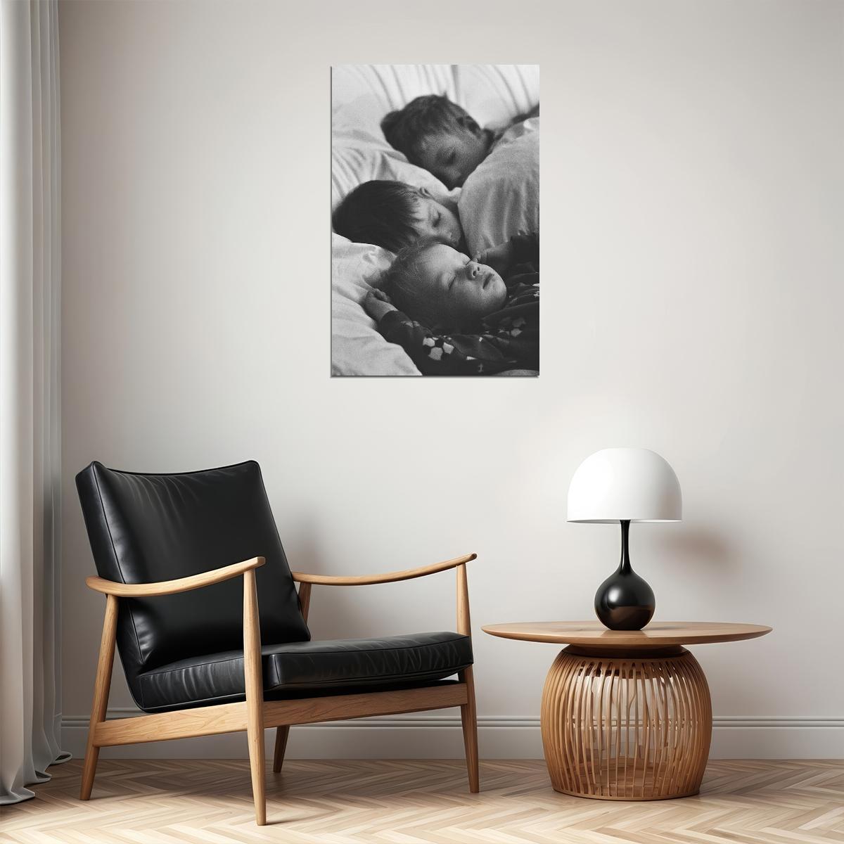 Little Children Sleeping Black And White Photo Poster Wall Art Print Home Wall Decor - xonomax