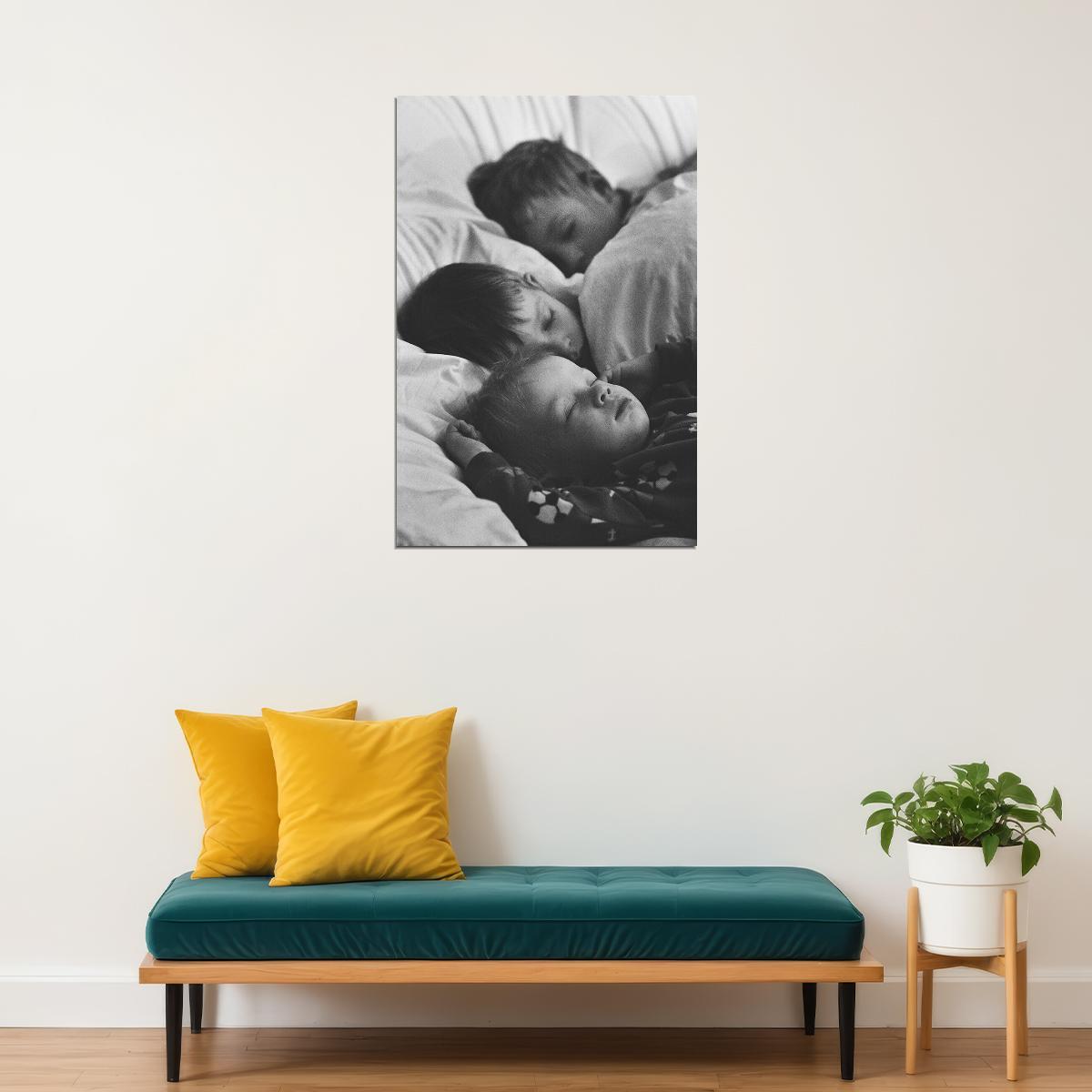 Little Children Sleeping Black And White Photo Poster Wall Art Print Home Wall Decor - xonomax