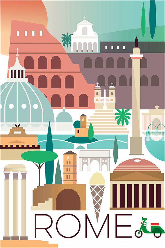 Rome City Landscape Travel Religious Buildings Poster Wall Art Print Home Wall Decor