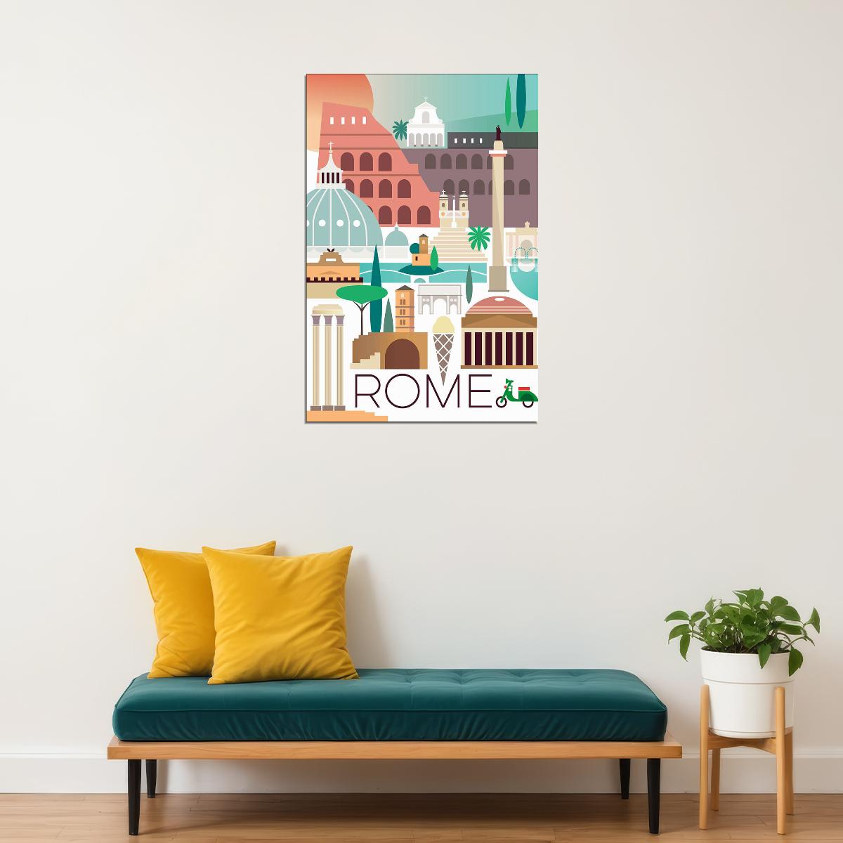 Rome City Landscape Travel Religious Buildings Poster Wall Art Print Home Wall Decor