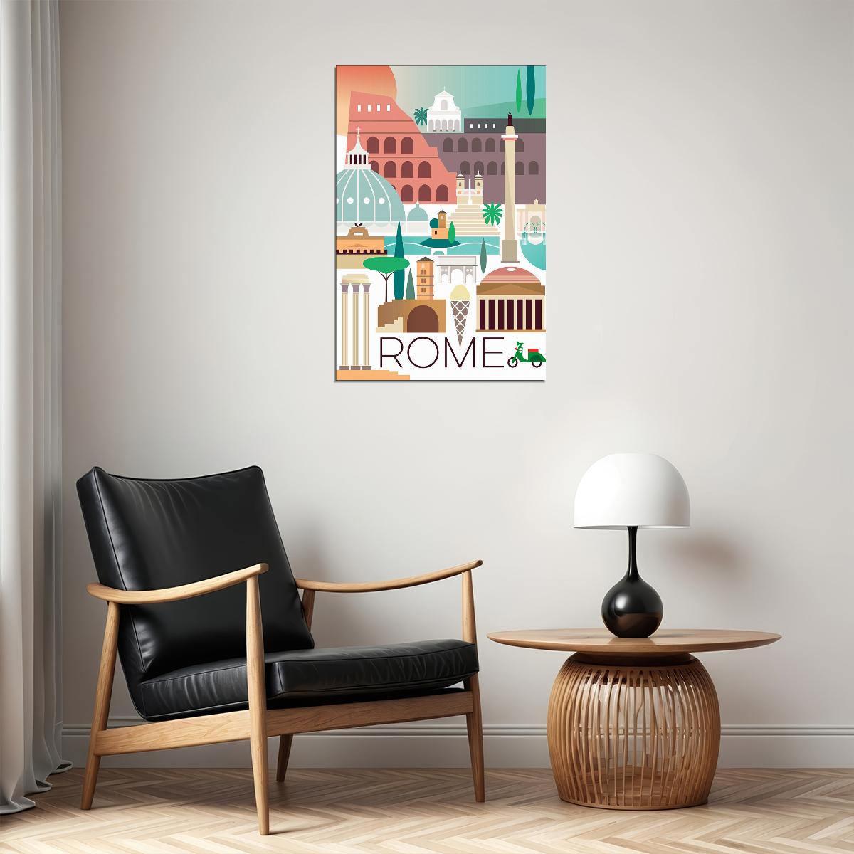 Rome City Landscape Travel Religious Buildings Poster Wall Art Print Home Wall Decor