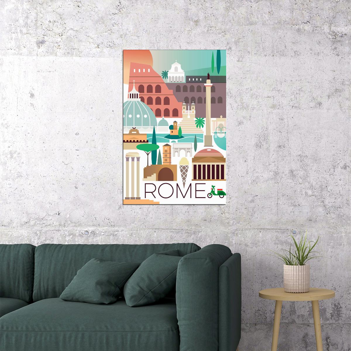 Rome City Landscape Travel Religious Buildings Poster Wall Art Print Home Wall Decor