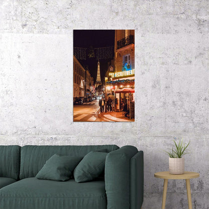 Boulevard Of Lights At Dusk Eiffel Remote View Poster Wall Art Print Home Wall Decor