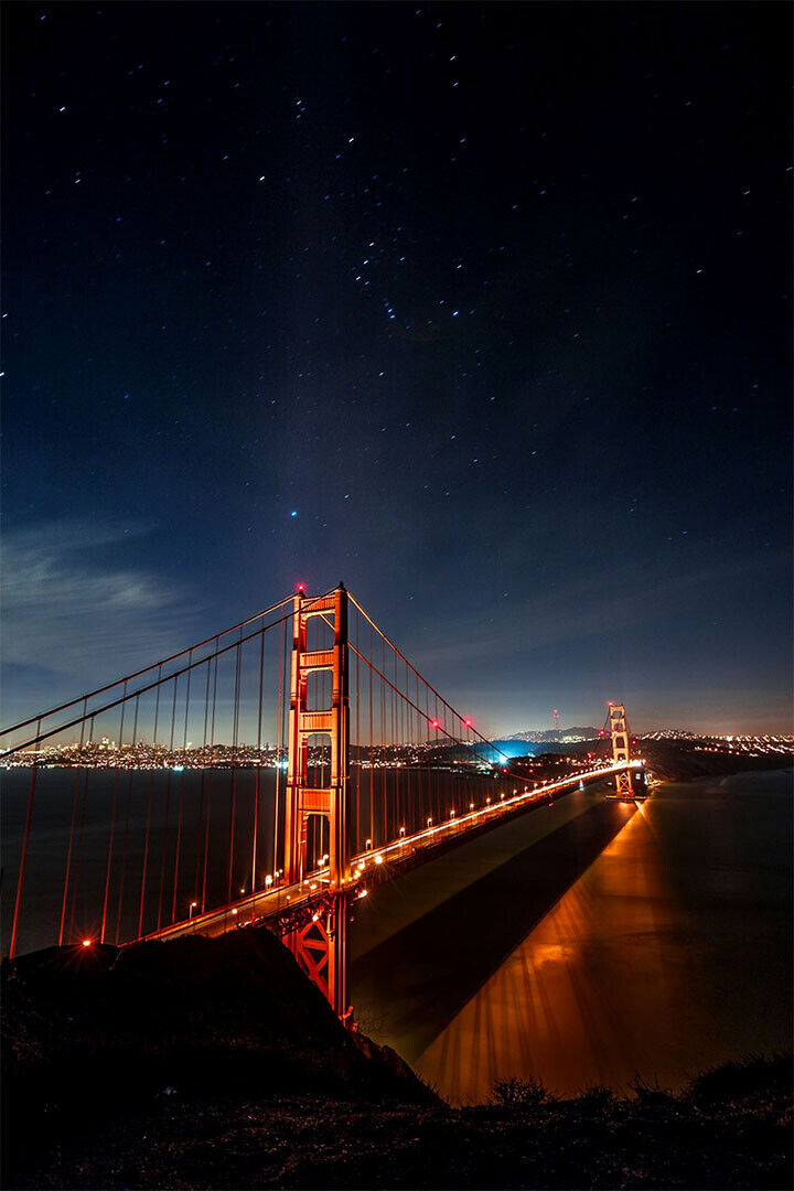 San Francisco Golden Gate Bridge At Night Landscape Poster Wall Art Print Home Wall Decor