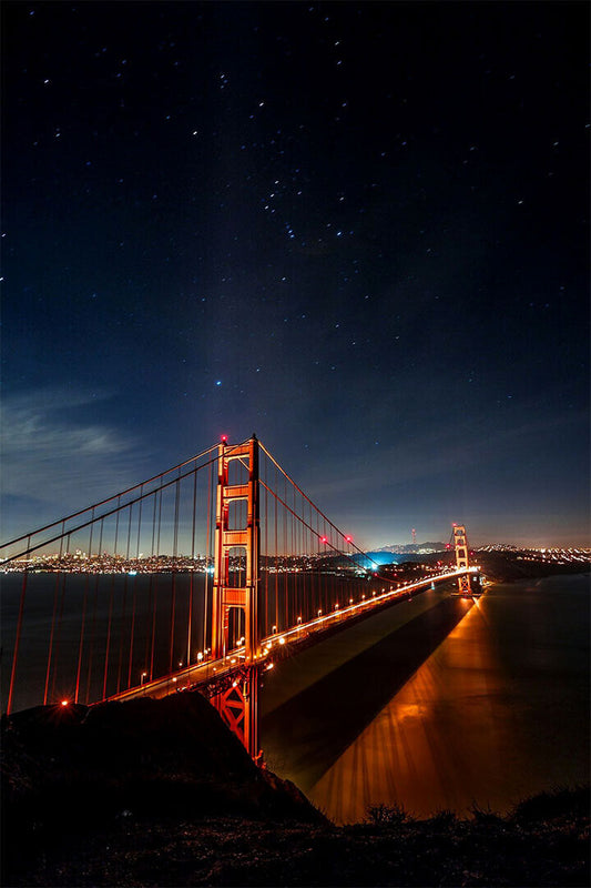 San Francisco Golden Gate Bridge At Night Landscape Poster Wall Art Print Home Wall Decor