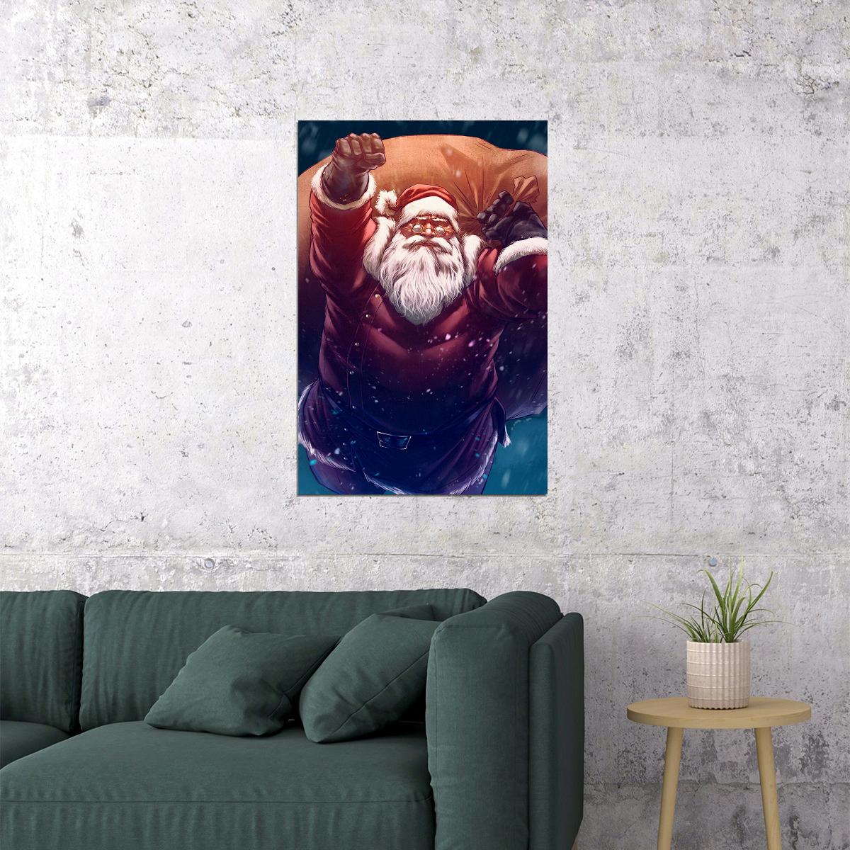 Santa Claus Merry Christmas Poster Wall Art Print Home Wall Decor
