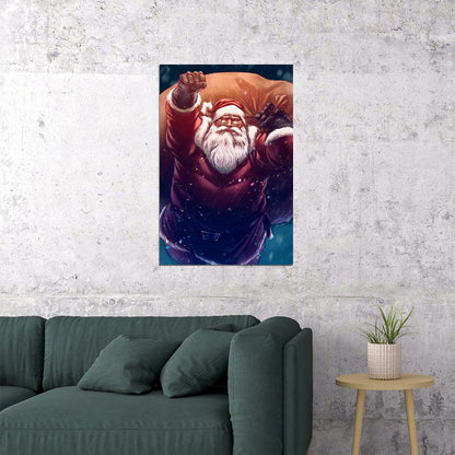 Santa Claus Merry Christmas Poster Wall Art Print Home Wall Decor