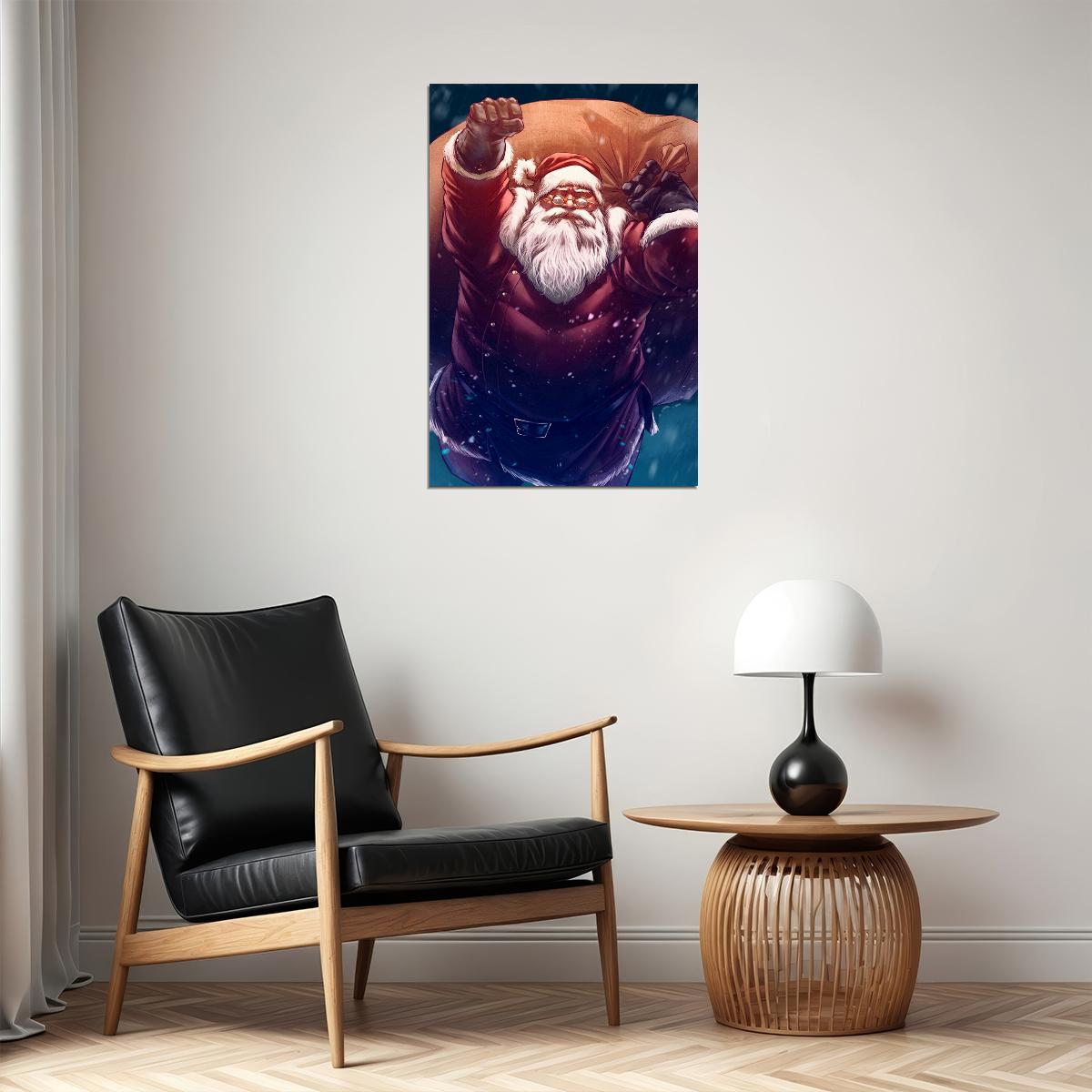 Santa Claus Merry Christmas Poster Wall Art Print Home Wall Decor