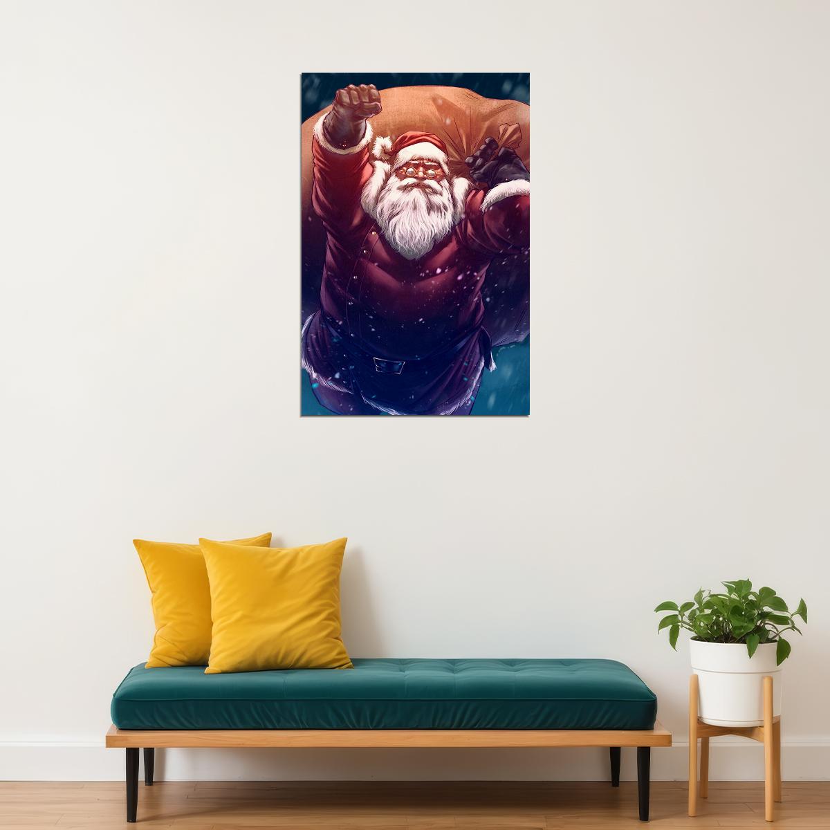Santa Claus Merry Christmas Poster Wall Art Print Home Wall Decor