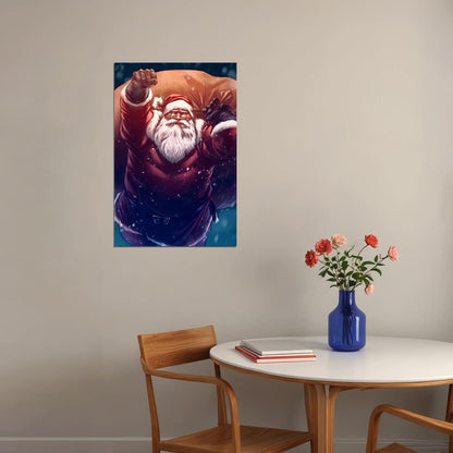 Santa Claus Merry Christmas Poster Wall Art Print Home Wall Decor