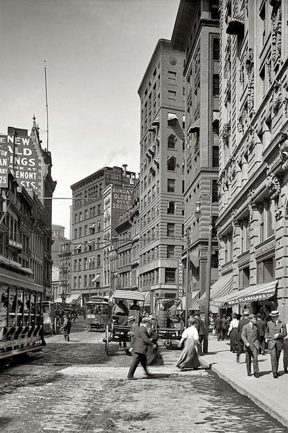 Washington St Boston 1906 Black And White Photo Poster Wall Art Print Home Wall Decor - xonomax