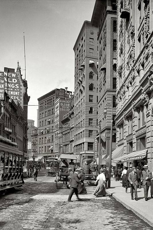 Washington St Boston 1906 Black And White Photo Poster Wall Art Print Home Wall Decor - xonomax