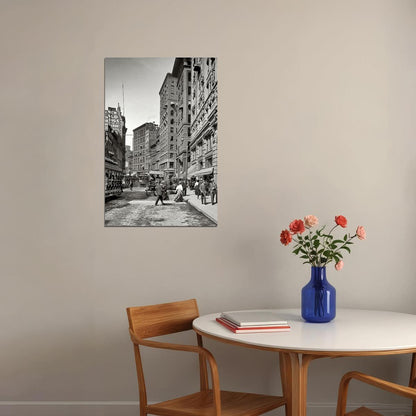 Washington St Boston 1906 Black And White Photo Poster Wall Art Print Home Wall Decor - xonomax