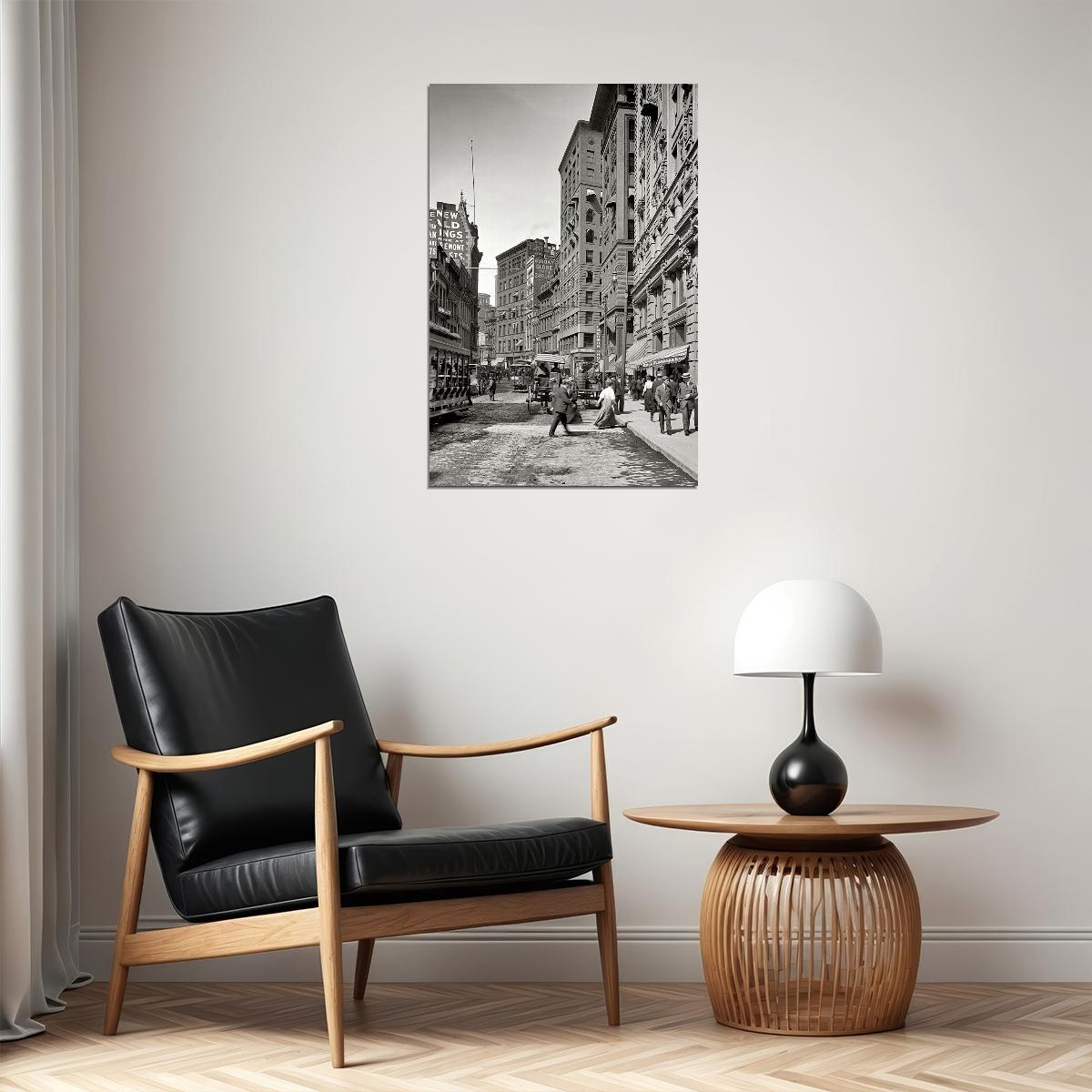 Washington St Boston 1906 Black And White Photo Poster Wall Art Print Home Wall Decor - xonomax