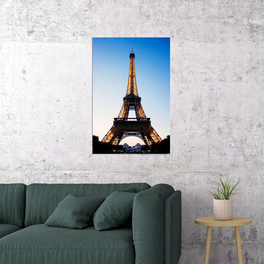 Paris At Dusk Eiffel Landscape France Vintage Poster Wall Art Print Home Wall Decor - xonomax