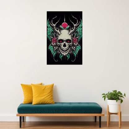 Skull Psychedelic Colorful Front View Poster Wall Art Print Home Wall Decor - xonomax