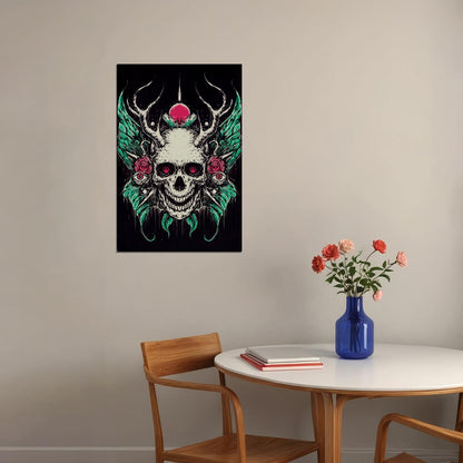Skull Psychedelic Colorful Front View Poster Wall Art Print Home Wall Decor - xonomax