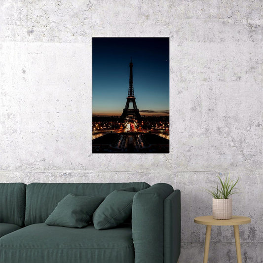 Paris Night Eiffel Landscape France Vintage Poster Wall Art Print Home Wall Decor - xonomax