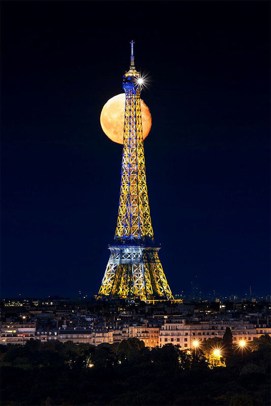 Paris Eiffel Landscape Night France Vintage Poster Wall Art Print Home Wall Decor - xonomax